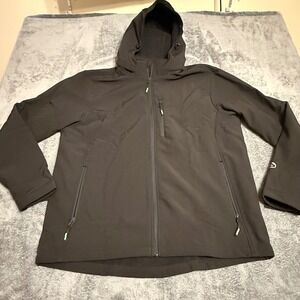 Outdoor Ventures XL Jacket Black Hooded Fleece Lined Windbreaker Water Resistant